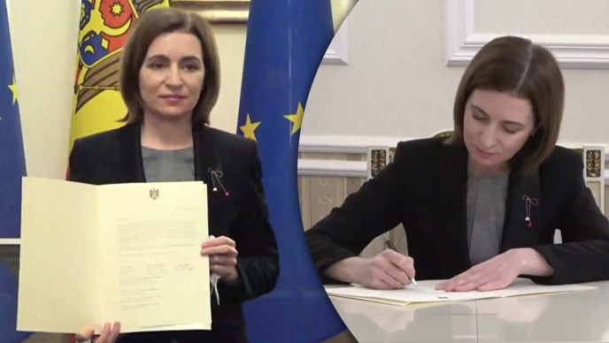Sandu anunță că R. Moldova depune cerere de aderare la UE. Documentul, semnat