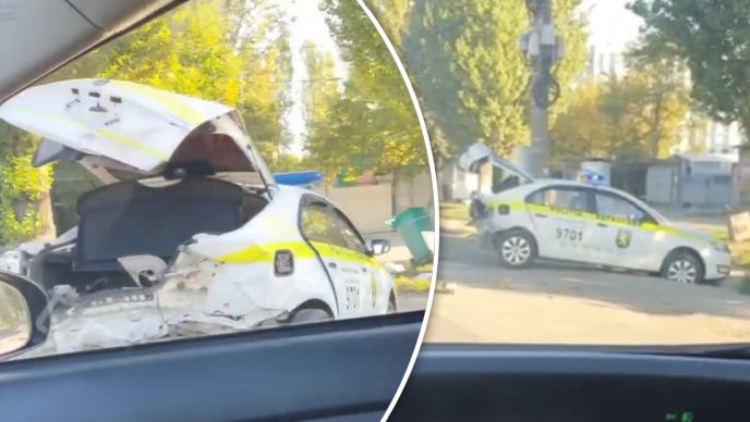 Accident în Capitală: O mașină de Poliție, făcută zob. Primele imagini