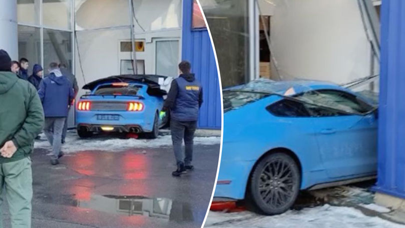 Un Ford Mustang a ajuns într-un magazin din Capitală: Ce s-a întâmplat