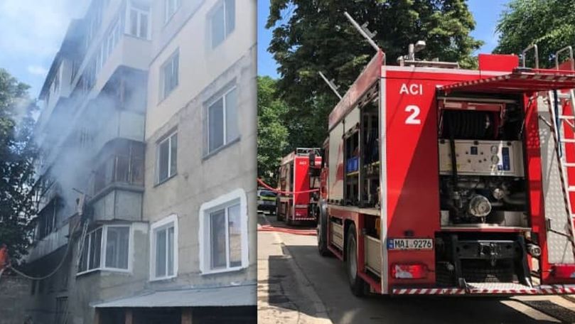 A ars un apartament din Capitală: 3 echipe de pompieri, la fața locului