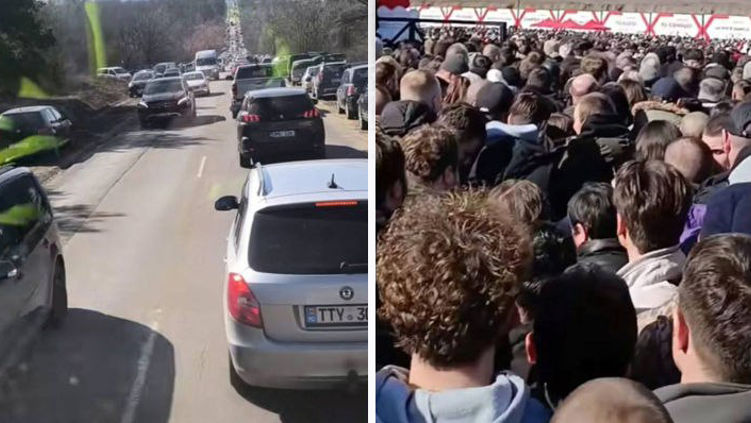 Толпа людей собралась в Кишиневе на Балканском шоссе: ждали розыгрыша авто.