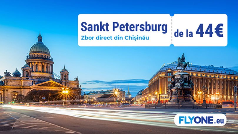 Fly One anunță lansarea cursei Chișinău - Sankt Petersburg (P)