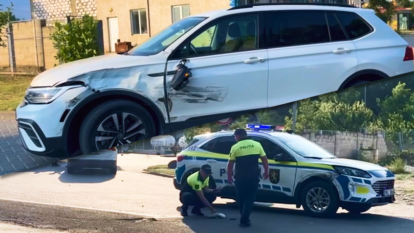 Accident la intrare în Căușeni: Un echipaj de Poliție, implicat