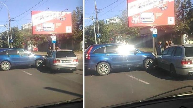 Accident matinal în Capitală: Două mașini s-au ciocnit în intersecție