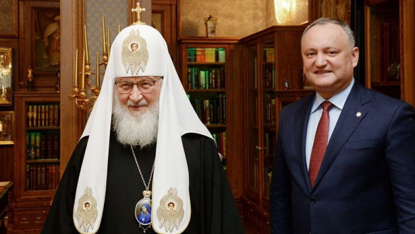 Dodon îl felicită pe Patriarhul Kirill cu ocazia aniversării încoronării
