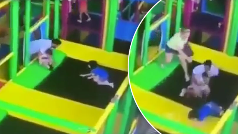 Bărbat agresiv, filmat cum bate un copil bolnav la un teren de joacă
