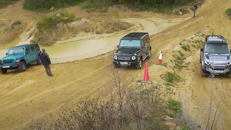 Mercedes-Benz Clasa G, Land Rover Defender și Jeep Wrangler, în off-road