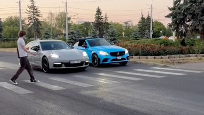 Întreceri ilegale în Chișinău: Un pieton, pus în pericol pe trecere