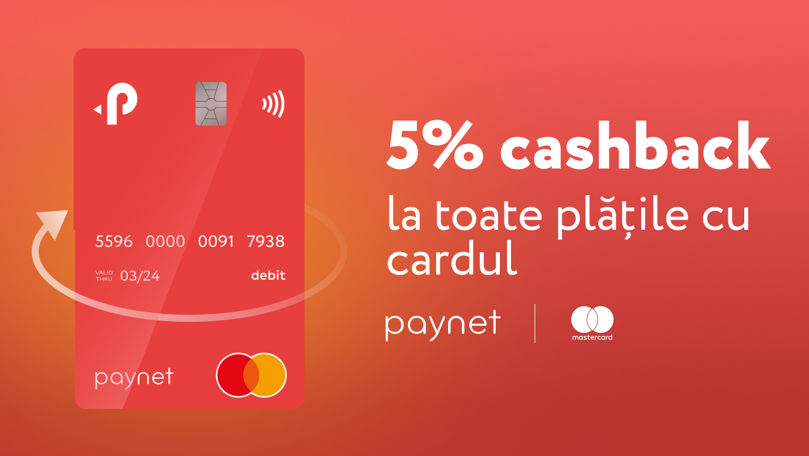 Paynet Mastercard: Primește 5% cashback la toate plățile cu cardul Ⓟ