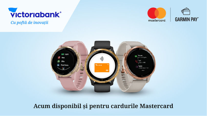 Victoriabank: Garmin Pay, disponibil pentru cardurile Mastercard (P)