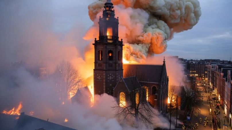 В Амстердаме загорелась церковь Вонделкерк, построенная в 1872 году.