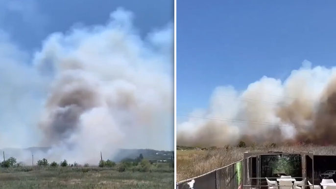 Incendiu puternic de vegetație, surprins la marginea orașului Bălți