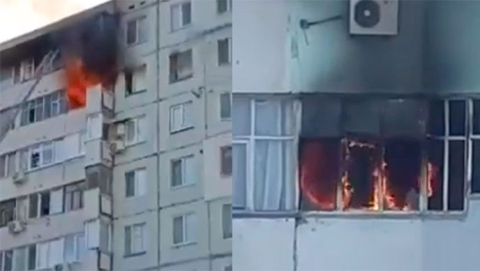 Un apartament, filmat cum arde la Bender: Mai multe persoane, la spital