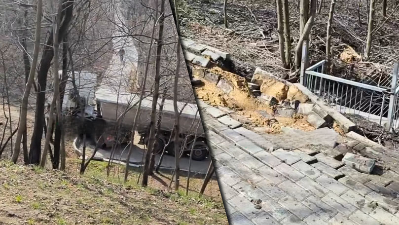 Un camion a distrus pavajul din Parcul Râșcani