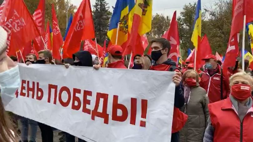 Marșul PSRM pentru susținerea lui Dodon, filmat la Chișinău în epidemie