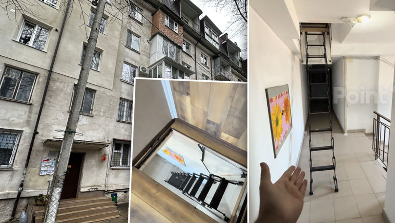 În Capitală se vinde o mansardă în care trebuie să urci pe o scară pliabilă.