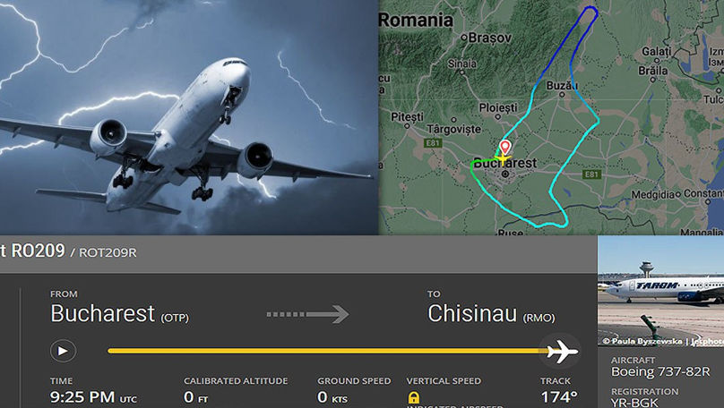 Un avion de pe cursa București - Chișinău, lovit de fulger la decolare