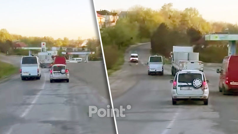 В Молдове водитель выехал на опасный обгон и чудом избежал столкновения.