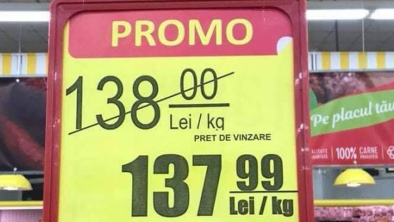 Reducere de 1 ban, anunţată într-un supermarket din Capitală