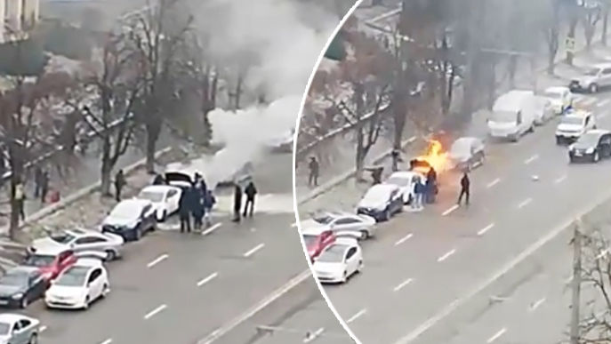 Un Opel a ars în Capitală: Motorul și jumătate de salon, distruse