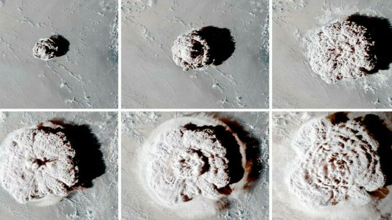 Imagini cu erupția vulcanică din Tonga, una dintre cele mai puternice