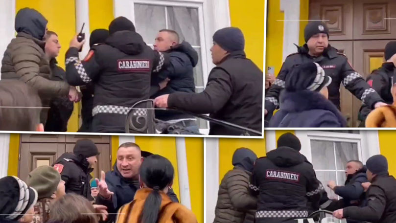 Акция протеста возле Конституционного суда переросла в потасовку. Коллаж: Point.md