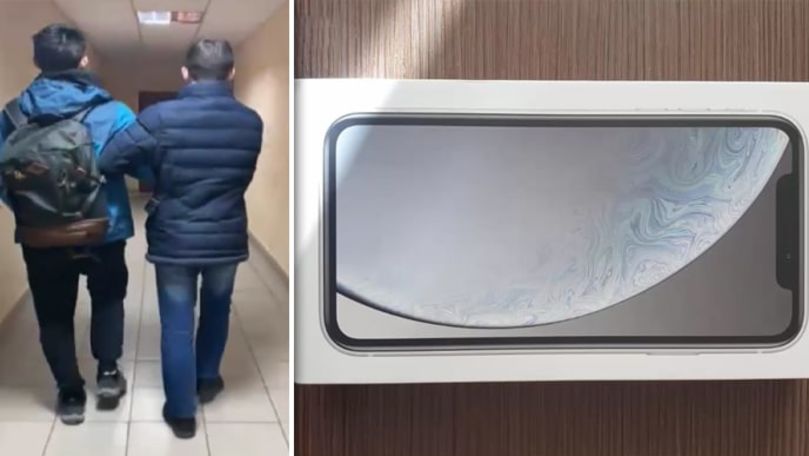 Tânăr, surprins cum fuge cu un iPhone furat de la un curier