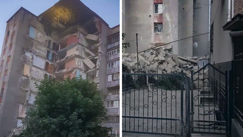 Clădire prăbușită la Ocnița: Zeci de familii, evacuate. Primele imagini