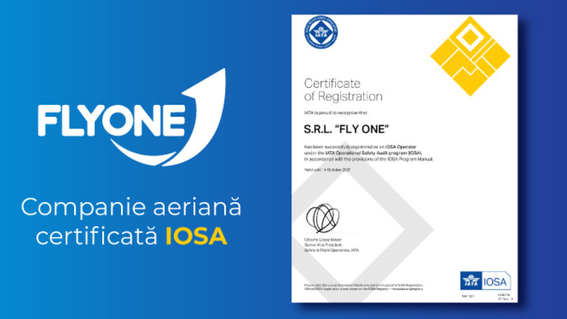 Fly One: Compania aeriană certificată IOSA Ⓟ