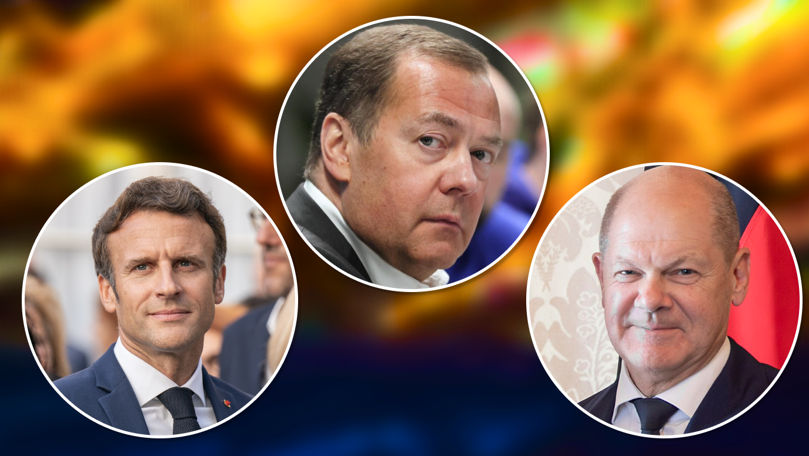 Medvedev, către Macron și Scholz: Plecați la groapa de gunoi a istoriei