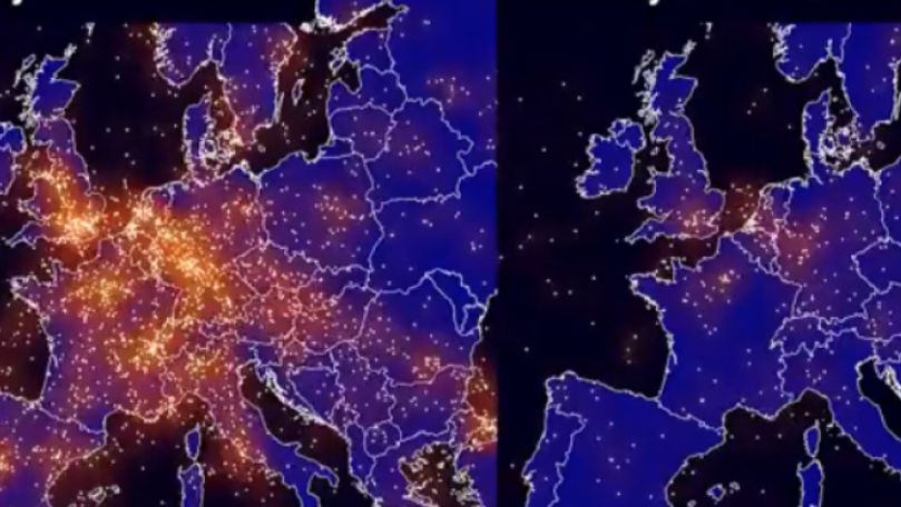 Imaginile care arată prăbușirea traficului aerian în Europa