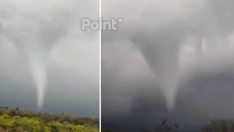 В румынском уезде Муреш во время сильной грозы сняли на видео торнадо.