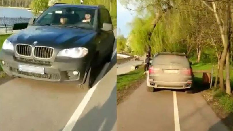 BMW, filmat cum circulă prin Parcul Valea Morilor