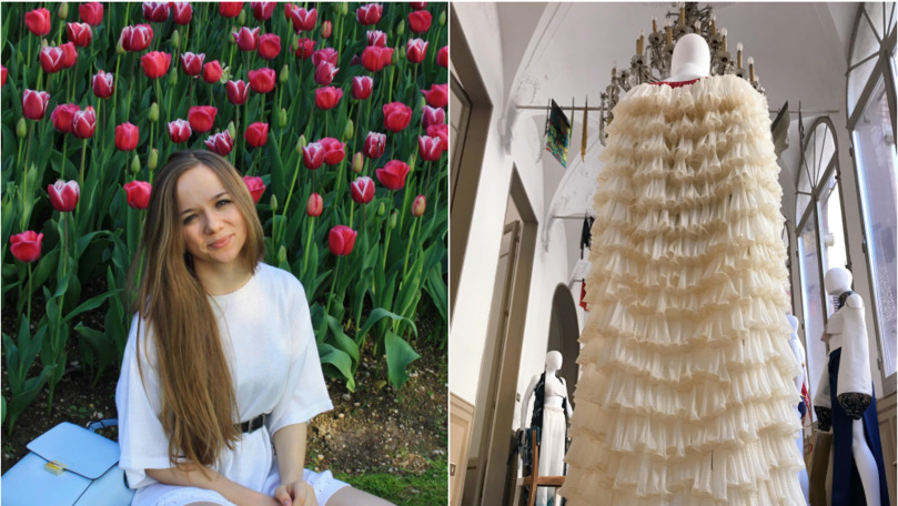 O moldoveancă a creat o rochie din 1.000 de prezervative