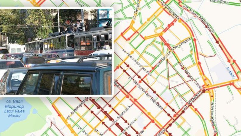 Harta rutieră din Chișinău este roșie: Zonele în care sunt ambuteiaje