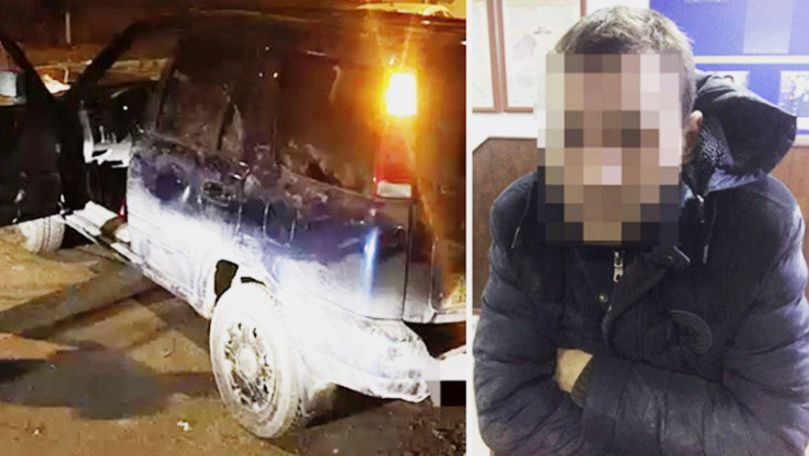 Un tânăr, încătușat în timp ce încerca să pornească mașina furată