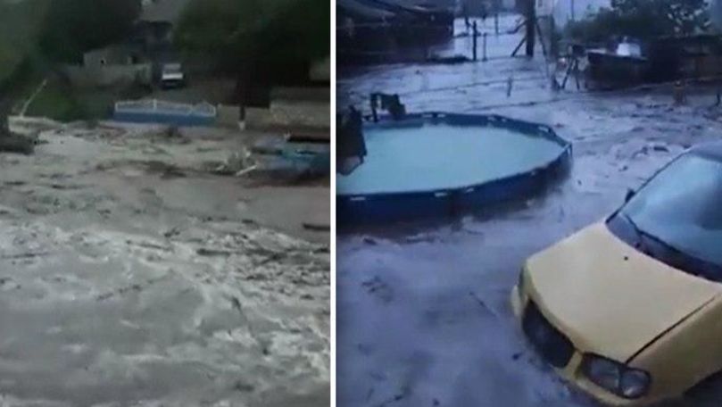 Imagini de coșmar: Ploaia de ieri a inundat o localitate din Ialoveni