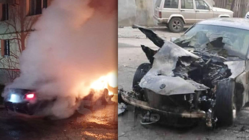 Un BMW a fost făcut scrum, după ce a luat foc pe o stradă din Comrat