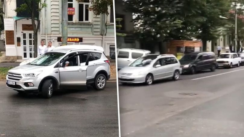 Șofer care asculta muzică, filmat cum provoacă un ambuteiaj în Chișinău