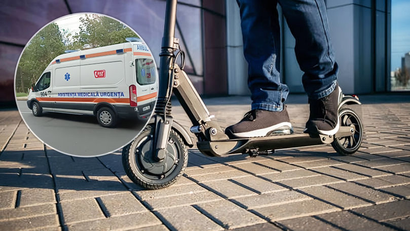 Un bătrân pe trotinetă, lovit de automobil în Capitală