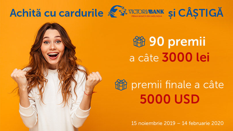 Victoriabank: Achită cu cardurile noastre și căștigă unul din premii (P)