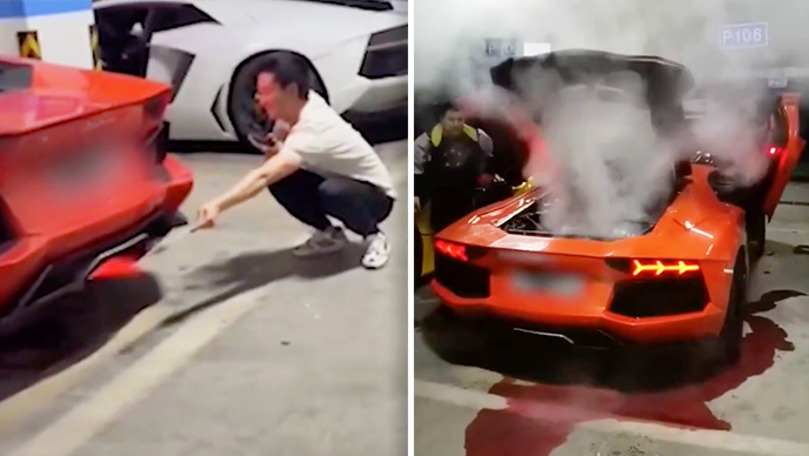 Мужчина пытался пожарить мясо с помощью Lamborghini, но что-то пошло не так.
