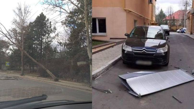 Imagini cu dezastrul provocat de vântul puternic în Chișinău