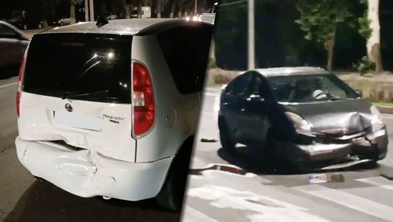 Accident din neatenție: Momentul în care un automobil e lovit din spate