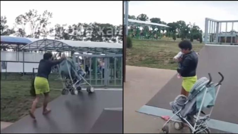 Mamă băută, filmată cum gonește cu bebelușul pe rampe de skateboard