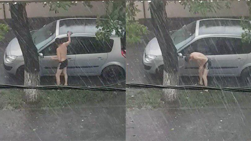 Șofer din Capitală, filmat cum își spală mașina pe furtună