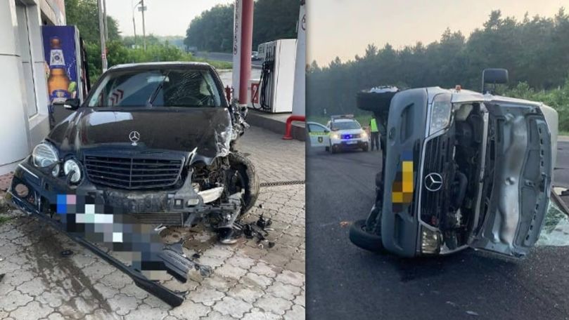 Un Mercedes a răsturnat un microbuz cu pasageri la Orhei: Sunt victime