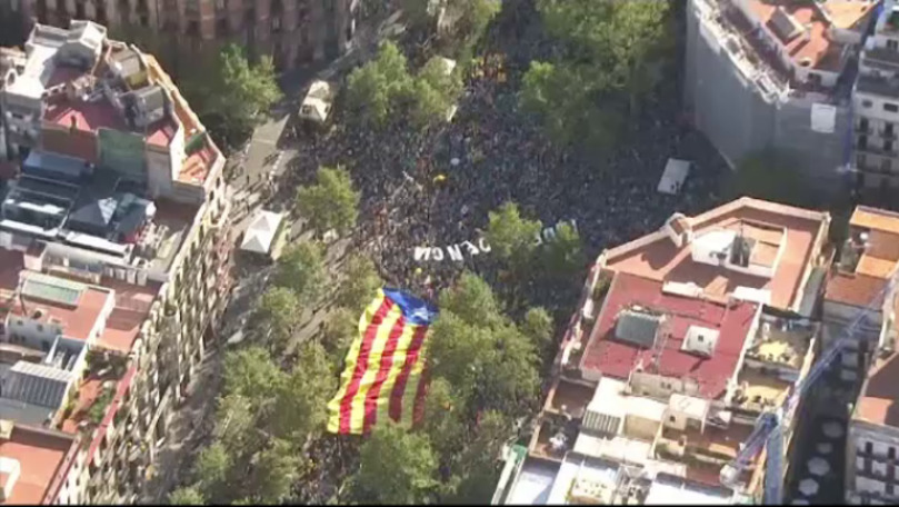 Protest în Barcelona: Circa 1 milion de catalani cer independența