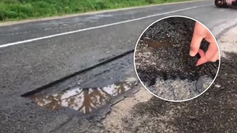 Un drum din Moldova, filmat cum e reparat pe timp de ploaie
