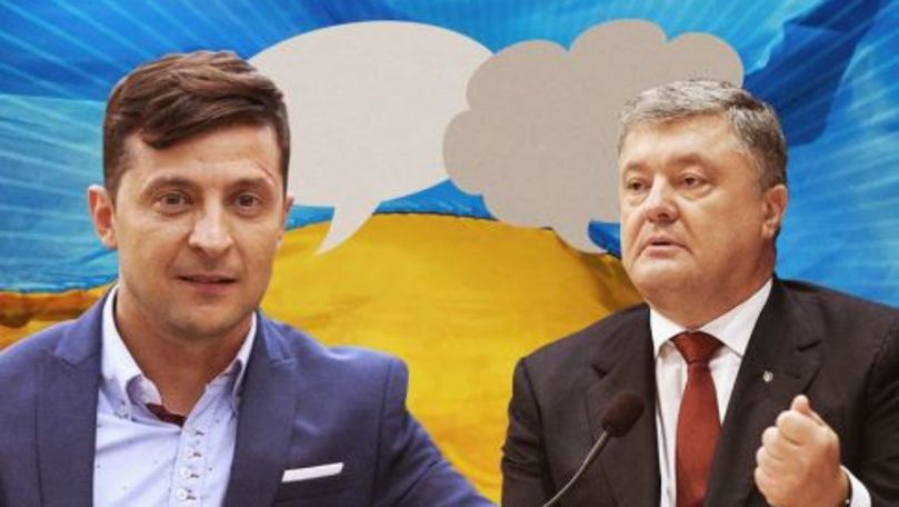 Zelenski îl cheamă pe Poroșenko la dezbateri pe un stadion din Kiev